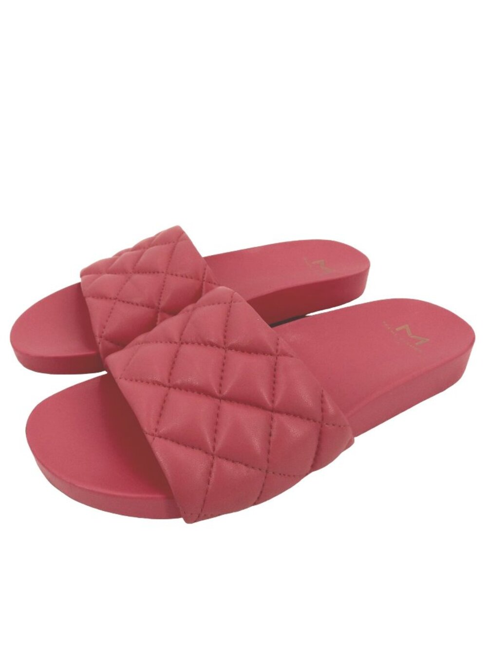 Marc Fisher Women 7.5 Imenal MLIMENAL Pink Quilted Leather Slide Sandals Shoes